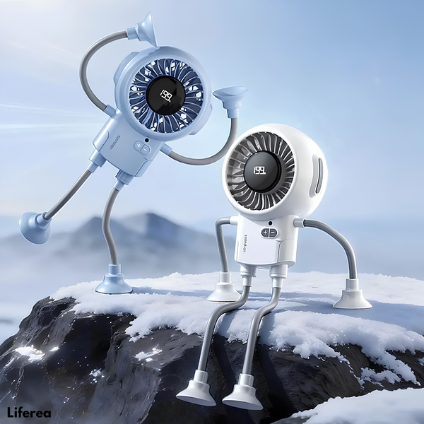 BreezeBot™  Flexibele USB-C bureauventilator met LED-verlichting