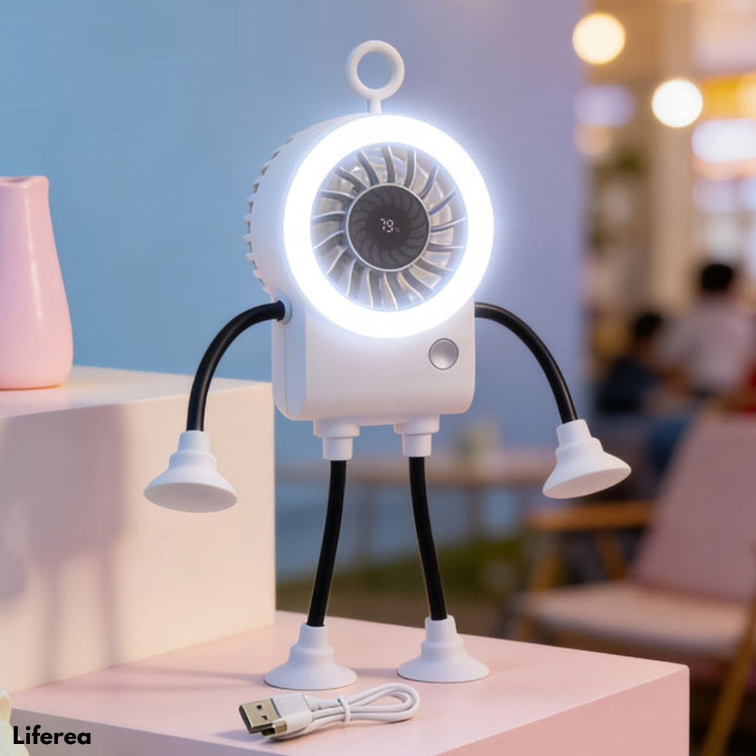 BreezeBot™ | Flexibele robot ventilator met LED-verlichting