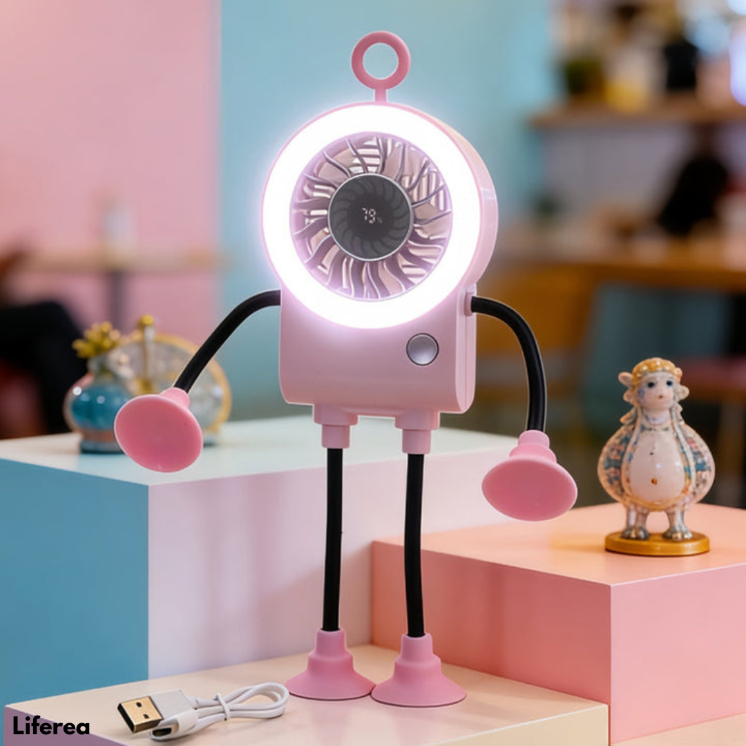 BreezeBot™ | Flexibele robot ventilator met LED-verlichting